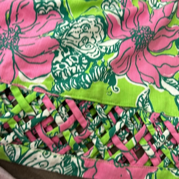 Lilly Pulitzer Roslyn Lattice Butterfly Pink Green Bloomin Cocoonin Skirt 8 VTG - Picture 4 of 5